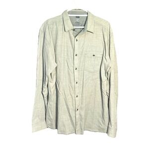 KUHL Shirt Mens 2XL XXL Gray Uproar 5 Panel Sleeve‎ Button Up Waffle Textured